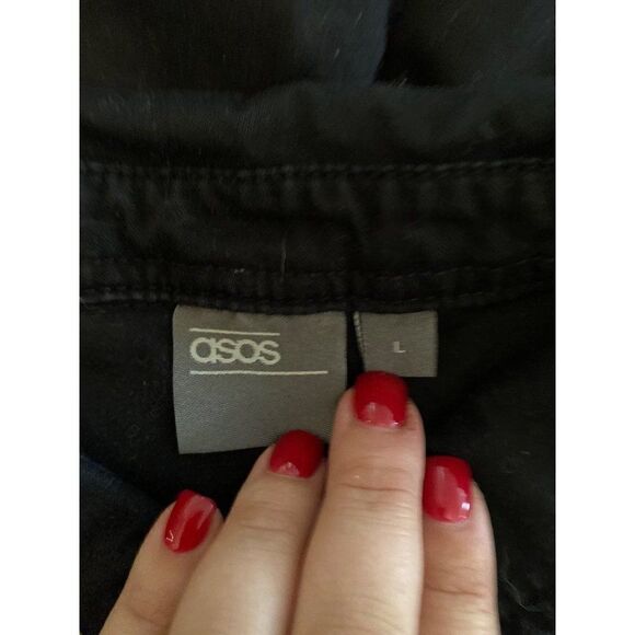 ASOS men's casual black cotton button down long sleeve collared shirt size large - Picture 7 of 8